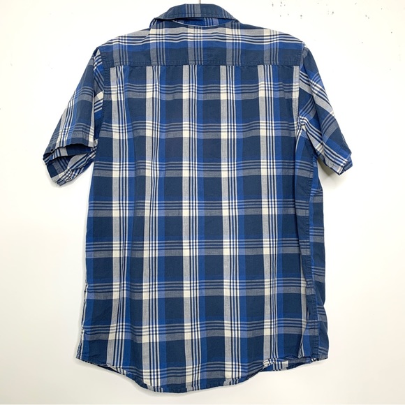 Wrangler Cotton Mens Medium Blue Plaid Short Sleeve Button Down Pocket Shirt. - Picture 2 of 3